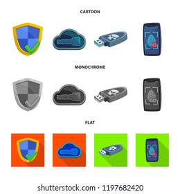 Vector design of virus and secure sign. Set of virus and cyber vector icon for stock.
