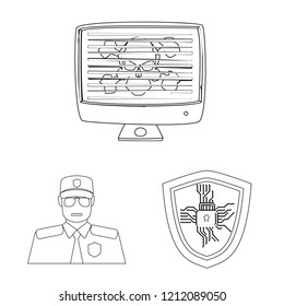 Vector design of virus and secure sign. Set of virus and cyber vector icon for stock.