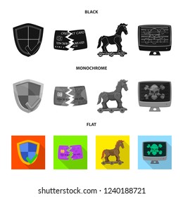 Vector design of virus and secure sign. Collection of virus and cyber vector icon for stock.