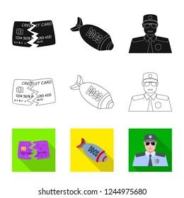 Vector design of virus and secure sign. Collection of virus and cyber vector icon for stock.