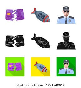 Vector design of virus and secure sign. Set of virus and cyber stock symbol for web.