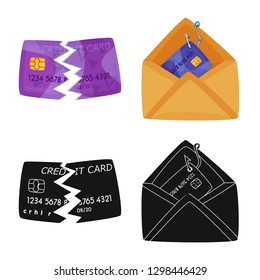 Vector design of virus and secure sign. Collection of virus and cyber stock vector illustration.