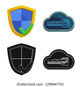 Vector design of virus and secure sign. Collection of virus and cyber stock symbol for web.