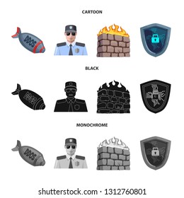 Vector design of virus and secure sign. Collection of virus and cyber stock symbol for web.