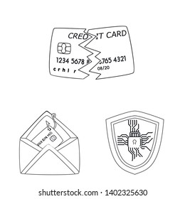 Vector design of virus and secure sign. Collection of virus and cyber stock vector illustration.