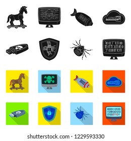 Vector design of virus and secure symbol. Set of virus and cyber vector icon for stock.
