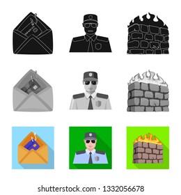 Vector design of virus and secure symbol. Collection of virus and cyber stock vector illustration.