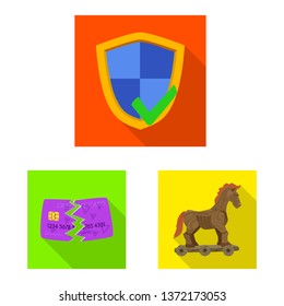 Vector design of virus and secure symbol. Collection of virus and cyber vector icon for stock.