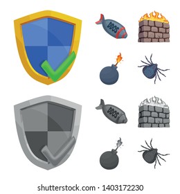 Vector design of virus and secure symbol. Collection of virus and cyber vector icon for stock.