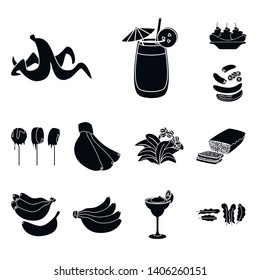Vector design of vitamin and eating symbol. Set of vitamin and ripe vector icon for stock.