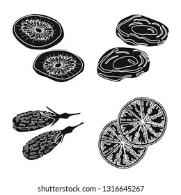 Vector design of vitamin  and nature   symbol. Set of vitamin  and dried  stock vector illustration.