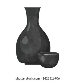 Vector design of vodka and rice symbol. Set of vodka and japan vector icon for stock.