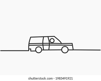 Diseño vectorial de coche de volvo en diseño de línea única , estilo de arte de línea continua, diseño de línea de dibujo simple. 