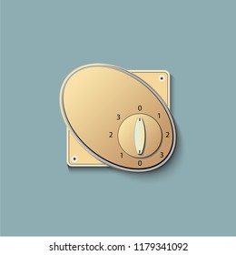 Vector design wall fan speed level control, 3D yellow color of fan speed level