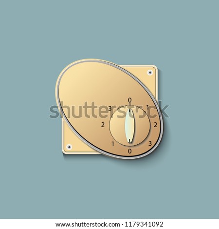 Vector design wall fan speed level control, 3D yellow color of fan speed level