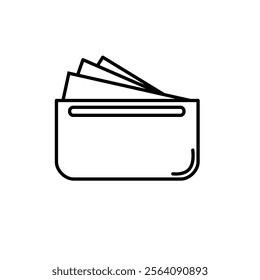 vector design wallet with money sticking out. eps vector format. vector line art design