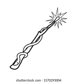 Vector design of wand and snake sign. Web element of wand and wizardry vector icon for stock.