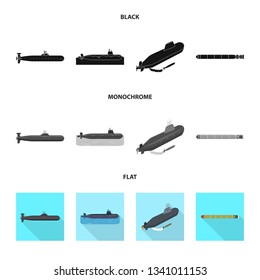 Vector design of war  and ship icon. Set of war  and fleet stock symbol for web.