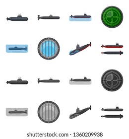 Vector design of war  and ship icon. Set of war  and fleet vector icon for stock.