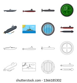 Vector design of war  and ship icon. Set of war  and fleet stock vector illustration.