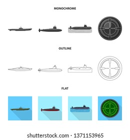 Vector design of war  and ship icon. Collection of war  and fleet stock vector illustration.