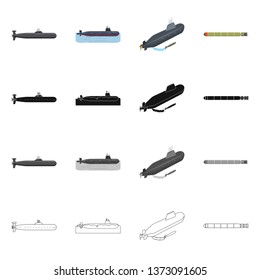 Vector design of war  and ship icon. Collection of war  and fleet stock symbol for web.