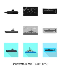 Vector design of war  and ship icon. Set of war  and fleet vector icon for stock.