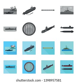 Vector design of war  and ship icon. Collection of war  and fleet stock symbol for web.