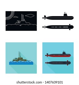 Vector design of war  and ship icon. Collection of war  and fleet stock symbol for web.