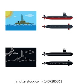 Vector design of war  and ship icon. Set of war  and fleet vector icon for stock.