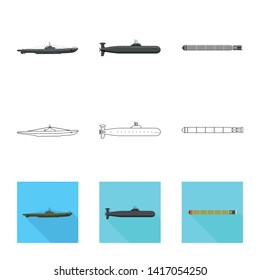 Vector design of war  and ship icon. Set of war  and fleet stock symbol for web.