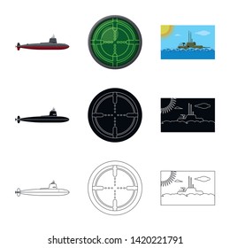 Vector design of war  and ship icon. Set of war  and fleet stock vector illustration.