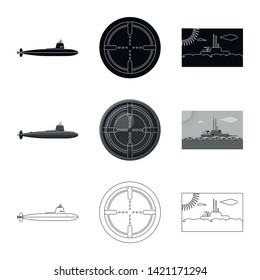 Vector design of war  and ship icon. Collection of war  and fleet vector icon for stock.
