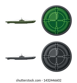 Vector design of war and ship icon. Set of war and fleet stock symbol for web.