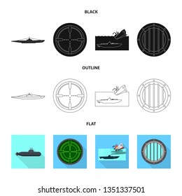 Vector design of war  and ship logo. Collection of war  and fleet stock symbol for web.