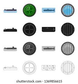 Vector design of war  and ship logo. Set of war  and fleet vector icon for stock.