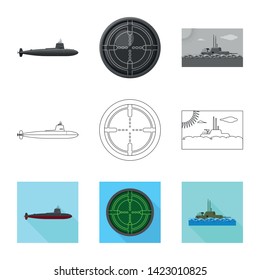 Vector design of war  and ship logo. Collection of war  and fleet stock vector illustration.