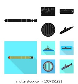 Vector design of war  and ship sign. Set of war  and fleet stock vector illustration.