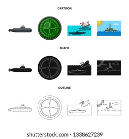 Vector design of war  and ship sign. Set of war  and fleet vector icon for stock.