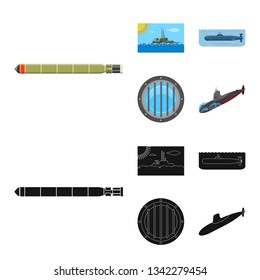 Vector design of war  and ship sign. Collection of war  and fleet stock symbol for web.