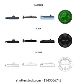 Vector design of war  and ship sign. Set of war  and fleet stock symbol for web.