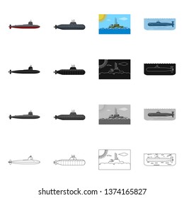 Vector design of war  and ship sign. Set of war  and fleet vector icon for stock.
