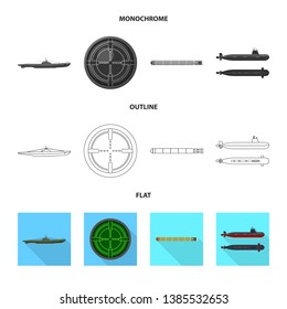 Vector design of war  and ship sign. Set of war  and fleet stock vector illustration.