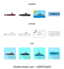 Vector design of war  and ship sign. Set of war  and fleet vector icon for stock.