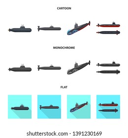 Vector design of war  and ship sign. Collection of war  and fleet stock vector illustration.