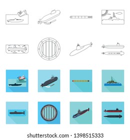 Vector design of war  and ship sign. Collection of war  and fleet stock vector illustration.
