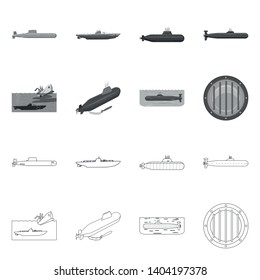 Vector design of war  and ship sign. Collection of war  and fleet stock vector illustration.