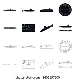 Vector design of war  and ship sign. Set of war  and fleet stock vector illustration.