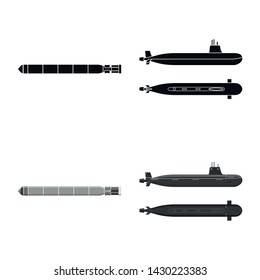 Vector design of war and ship sign. Set of war and fleet stock vector illustration.