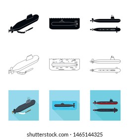 Vector design of war and ship sign. Collection of war and fleet vector icon for stock.